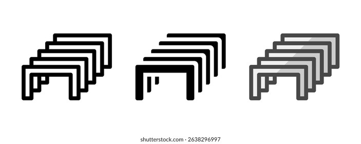 Multipurpose staples vector icon in outline, glyph, filled outline style. Three icon style variants in one pack.