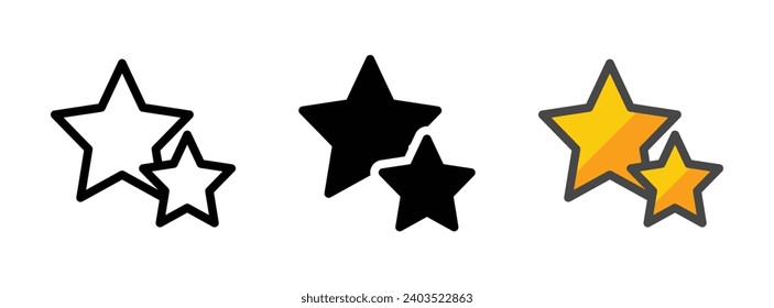 Multipurpose stars icon in outline, glyph, filled outline style. Various styles of stars vector icon. Three style variants in one pack.