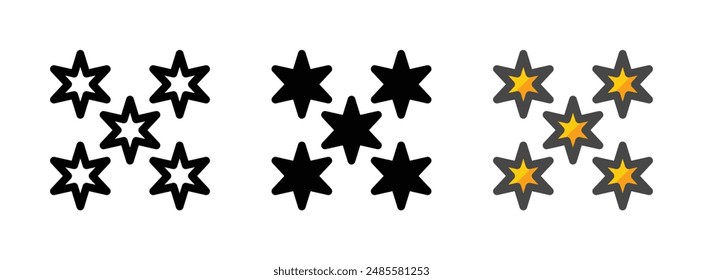 Multipurpose stars vector icon in outline, glyph, filled outline style. Three icon style variants in one pack.