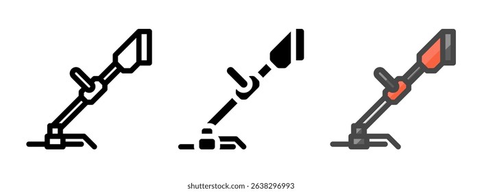 Multipurpose string trimmer vector icon in outline, glyph, filled outline style. Three icon style variants in one pack.