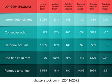 Multipurpose Table Layout Template With Nice Folded Design - Teal Version