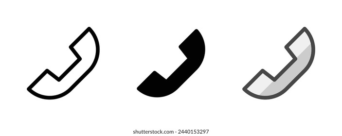 Icono de vector de teléfono multipropósito en estilo de contorno, glifo, contorno relleno. Tres variantes de estilo de icono en un paquete.