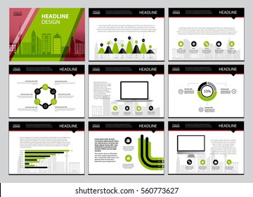 Multipurpose template for presentation slides with graphs and charts