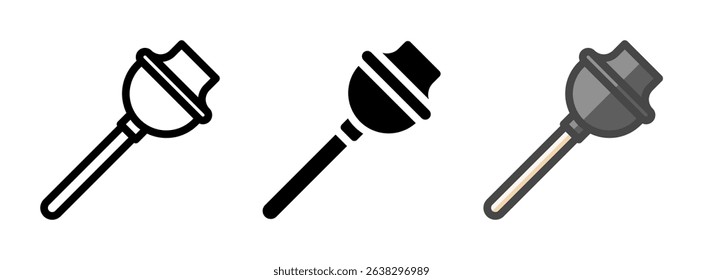 Multipurpose toilet plunger vector icon in outline, glyph, filled outline style. Three icon style variants in one pack.