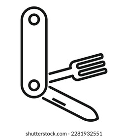 vector de contorno de icono de herramienta multipropósito. Multiherramienta Cuchilla. Bolso de ejército