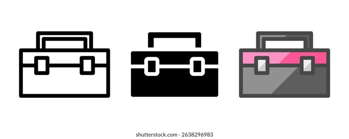 Multipurpose toolbox vector icon in outline, glyph, filled outline style. Three icon style variants in one pack.