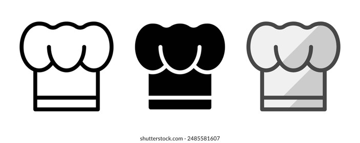 Multipurpose toque vector icon in outline, glyph, filled outline style. Three icon style variants in one pack.