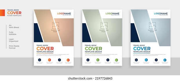 Multipurpose travel annual report book cover or flyer design template