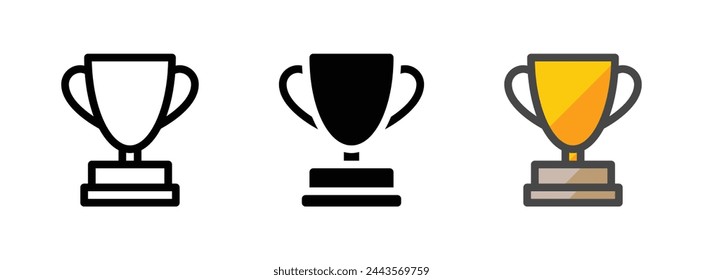 Multipurpose trophy vector icon in outline, glyph, filled outline style. Three icon style variants in one pack.