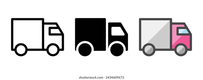 Multipurpose truck vector icon in outline, glyph, filled outline style. Three icon style variants in one pack.