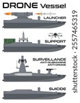 Multi-Purpose Unmanned Surface Vessel USV drone vector illustration