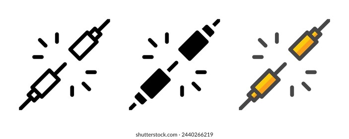 Icono de vector jack desenchufado multipropósito en contorno, glifo, estilo de contorno relleno. Tres variantes de estilo de icono en un paquete.