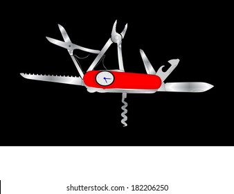 Multipurpose vector illustration of knife, isolated on black background. 
