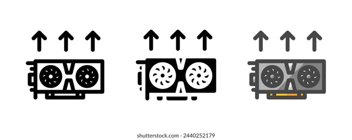 Multipurpose VGA upgrade vector icon in outline, glyph, filled outline style. Three icon style variants in one pack.