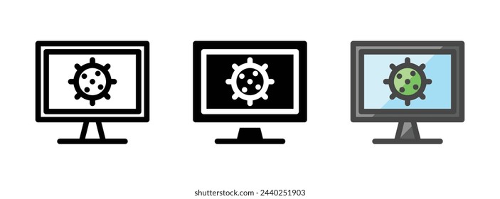 Multipurpose virus attack vector icon in outline, glyph, filled outline style. Three icon style variants in one pack.