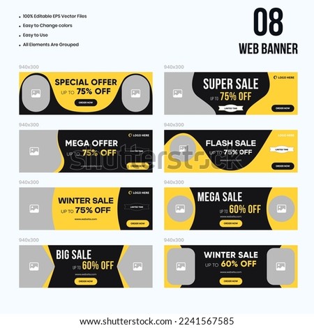 Multipurpose web banner ad set template Premium Vector illustration, web banner for social media posts