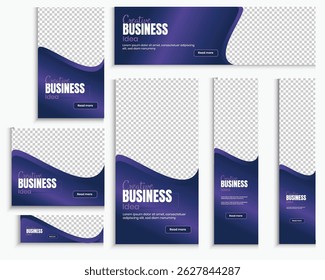 Conjunto de Anuncios de Web multipropósito para negocios y marketing: Plantilla de publicidad Corporativa limpia: diseños de EPS de Vector editables