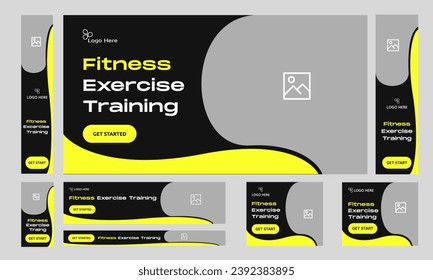 Multipurpose web set banner design for social media posts, Fitness body vector banner design, fully customizable vector eps 10 file format