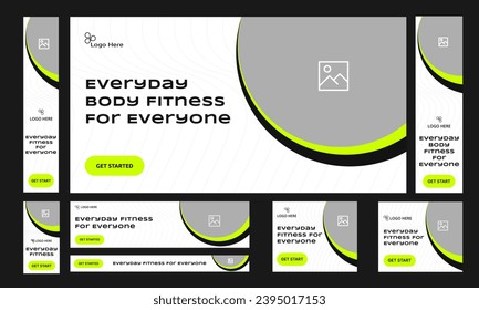 Multipurpose web set banner design for social media post, body fitness banner design, exercise banner design, fully editable vector 10 eps file format