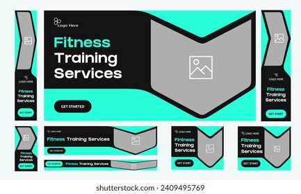 Multipurpose web set banner design for social media post, fitness training banner  design, yoga exercise bundle banner design, fully editable vector eps 10 file format