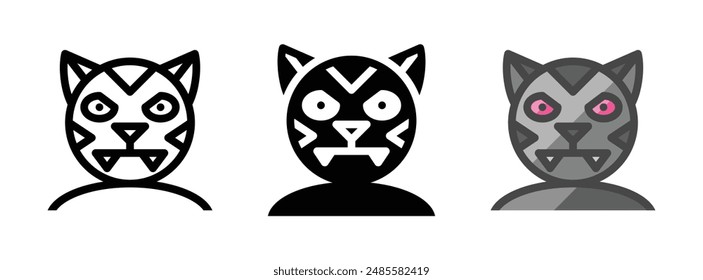 Multipurpose werewolf vector icon in outline, glyph, and filled outline style on white background.