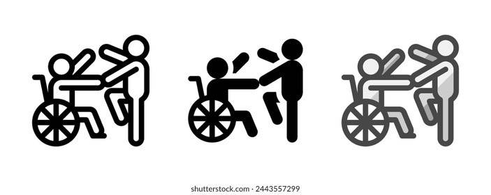 Multipurpose wheelchair dance vector icon in outline, glyph, filled outline style. Three icon style variants in one pack.