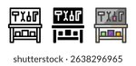 Multipurpose workbench vector icon in outline, glyph, filled outline style. Three icon style variants in one pack.