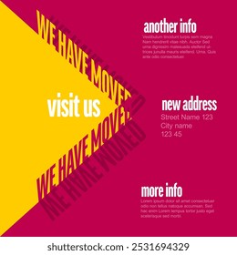 Multipurpose yellow red We have moved flyer banner social media status template with new address and big letterings. Simple new address announcement