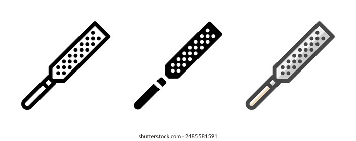 Multipurpose zester vector icon in outline, glyph, filled outline style. Three icon style variants in one pack.