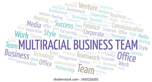 Multiracial Business Team word cloud. Collage made with text only.