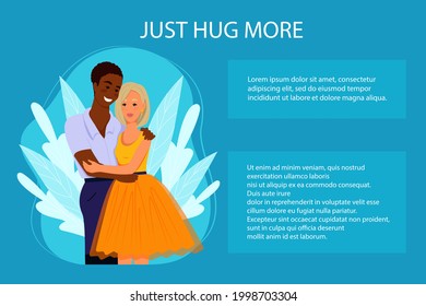 
Multiracial couple in love, banner in support of multiracial couples, vector illustration in flat style. Multiethnic family.