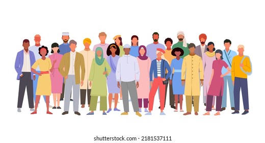 multitud multirracial. equipo de pasantías europeo asiático mujeres árabes y hombres a nivel mundial diversidad de personas. Ilustración del vector