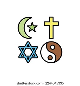 Multiracial equality color line icon. Diverse group of people. Vector illustration