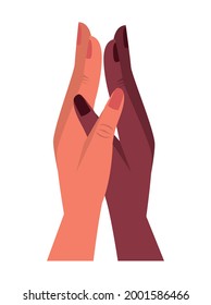 multiracial friends handshake icon isolated