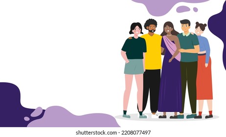 Grupo multirracial de personas banner espacio de copia de fondo