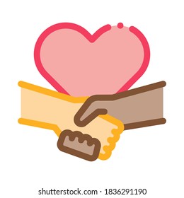 multiracial handshake heart icon vector. multiracial handshake heart sign. color symbol illustration