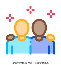 multiracial human friends icon vector. multiracial human friends sign. color symbol illustration