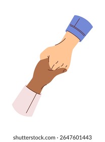 Multiracial human hands holding together
