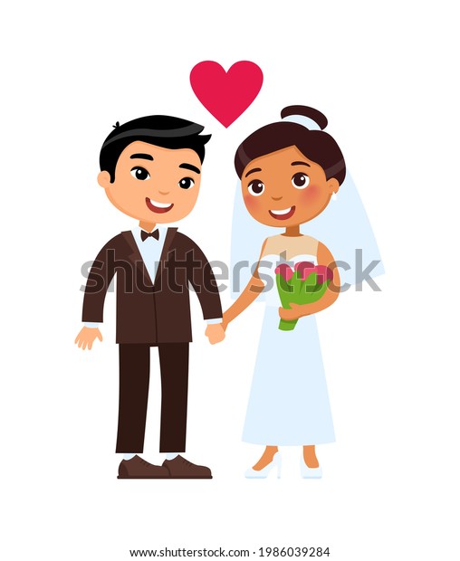 Multiracial Husband Wife International Marriage Concept Stock Vector ...