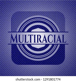 Multiracial jean or denim emblem or badge background