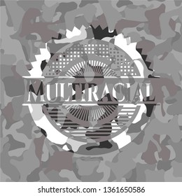 Multiracial on grey camouflage pattern