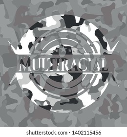 Multiracial on grey camouflaged texture