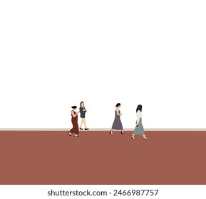 Multiracial woman in trendy summer clothes walking on city street. Friends enjoying a holiday day out together - Happy lifestyle