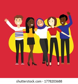 Multiracial youth together celebrating diversity and harmony