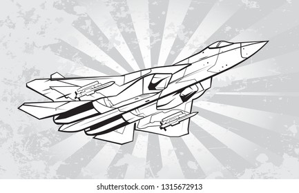 Multi-role Jet Fighter Vector illustration outline