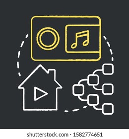 Multiroom chalk concept icon. Smart house management idea. Innovative technology for apartment. Multimedia system. Speakers control. Vector isolated chalkboard illustration