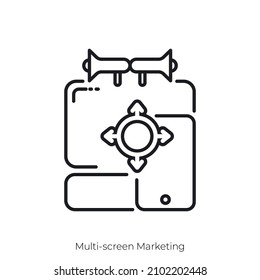 Multi-screen Marketing icon. Outline style icon design isolated on white background