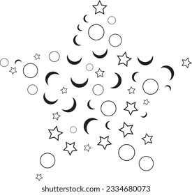 multi-shape scattered  abstract design on white 