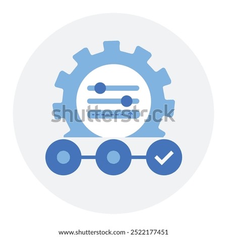 Multi-Stage Prompting Icon Design. Representing AI Prompting. Multiple Task Execution. Workflow Automation. Task Handling. Vector icon.