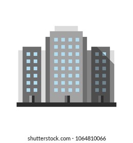 Multi-storey Building Flat Design Long Shadow Color Icon. Apartment House. Housing Complex. Vector Silhouette Illustration